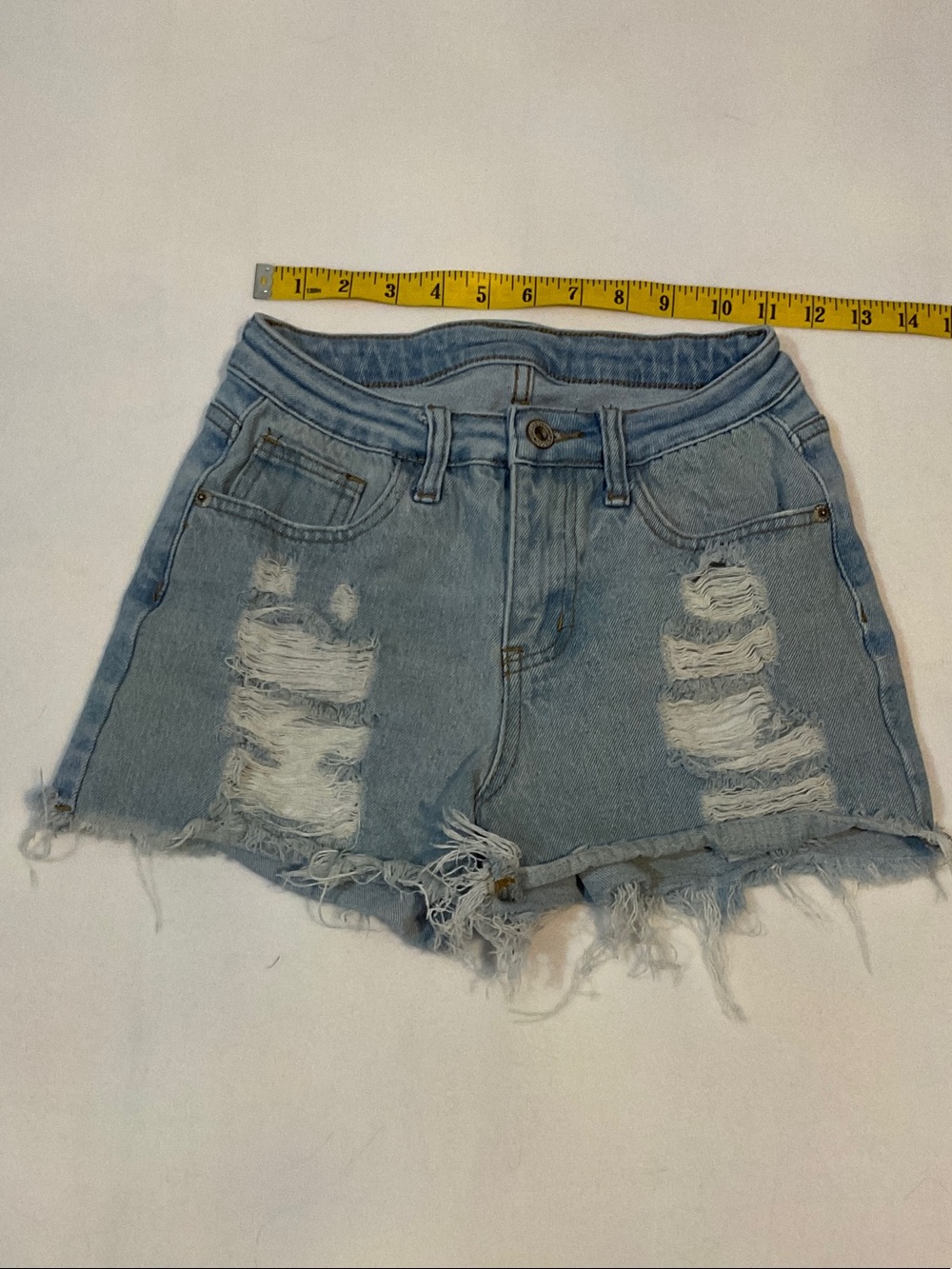 Light Wash Distressed Denim Shorts for Women